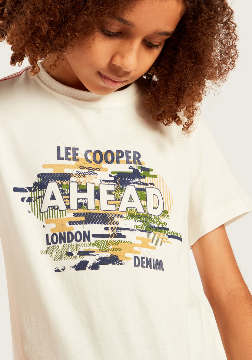 Lee Cooper Graphic Print T-shirt with Crew Neck and Short Sleeves-T Shirts-image-2