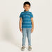 Lee Cooper Striped Polo T-shirt with Short Sleeves and Button Closure-T Shirts-thumbnail-0