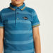 Lee Cooper Striped Polo T-shirt with Short Sleeves and Button Closure-T Shirts-thumbnail-2
