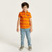 Lee Cooper Striped Polo T-shirt with Short Sleeves and Button Closure-T Shirts-thumbnail-1