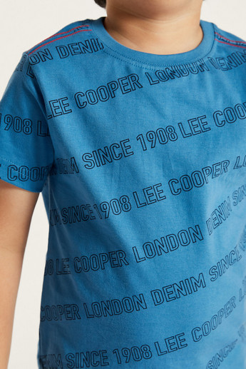 Lee Cooper Print T-shirt with Crew Neck and Short Sleeves