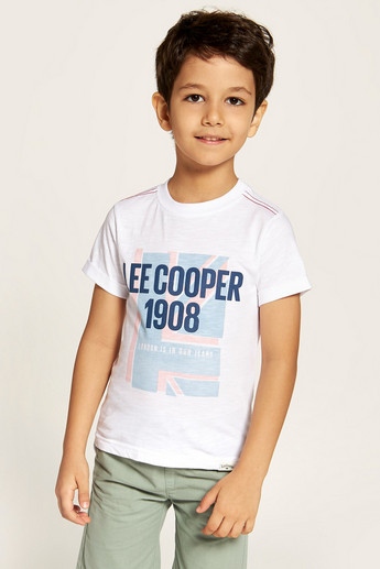 Lee Cooper Typographic Print T-shirt with Crew Neck and Short Sleeves