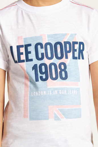 Lee Cooper Typographic Print T-shirt with Crew Neck and Short Sleeves