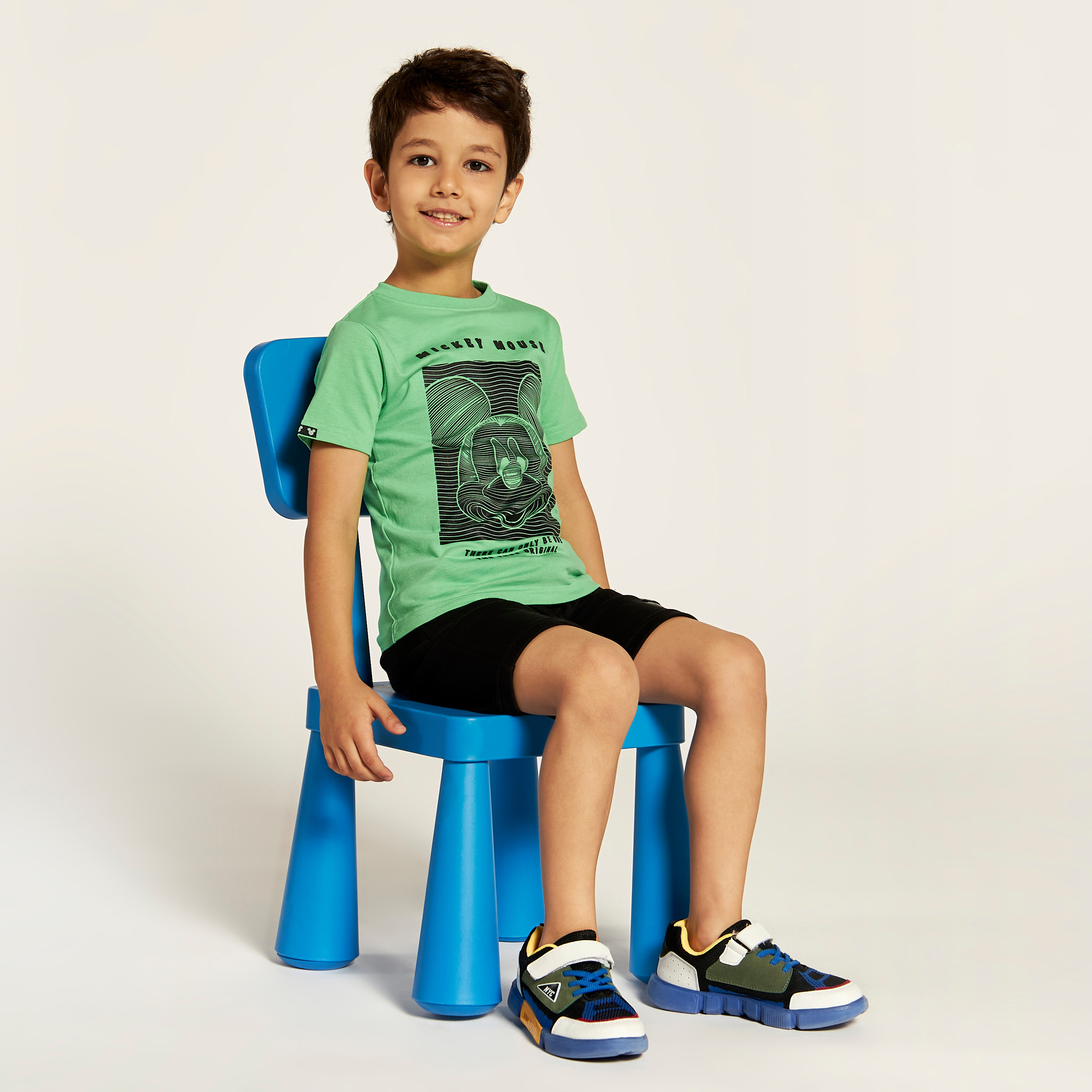 Disney Mickey Mouse Print T-shirt with Crew Neck and Short Sleeves-boys-clothing-tshirtsandpolos-image-1