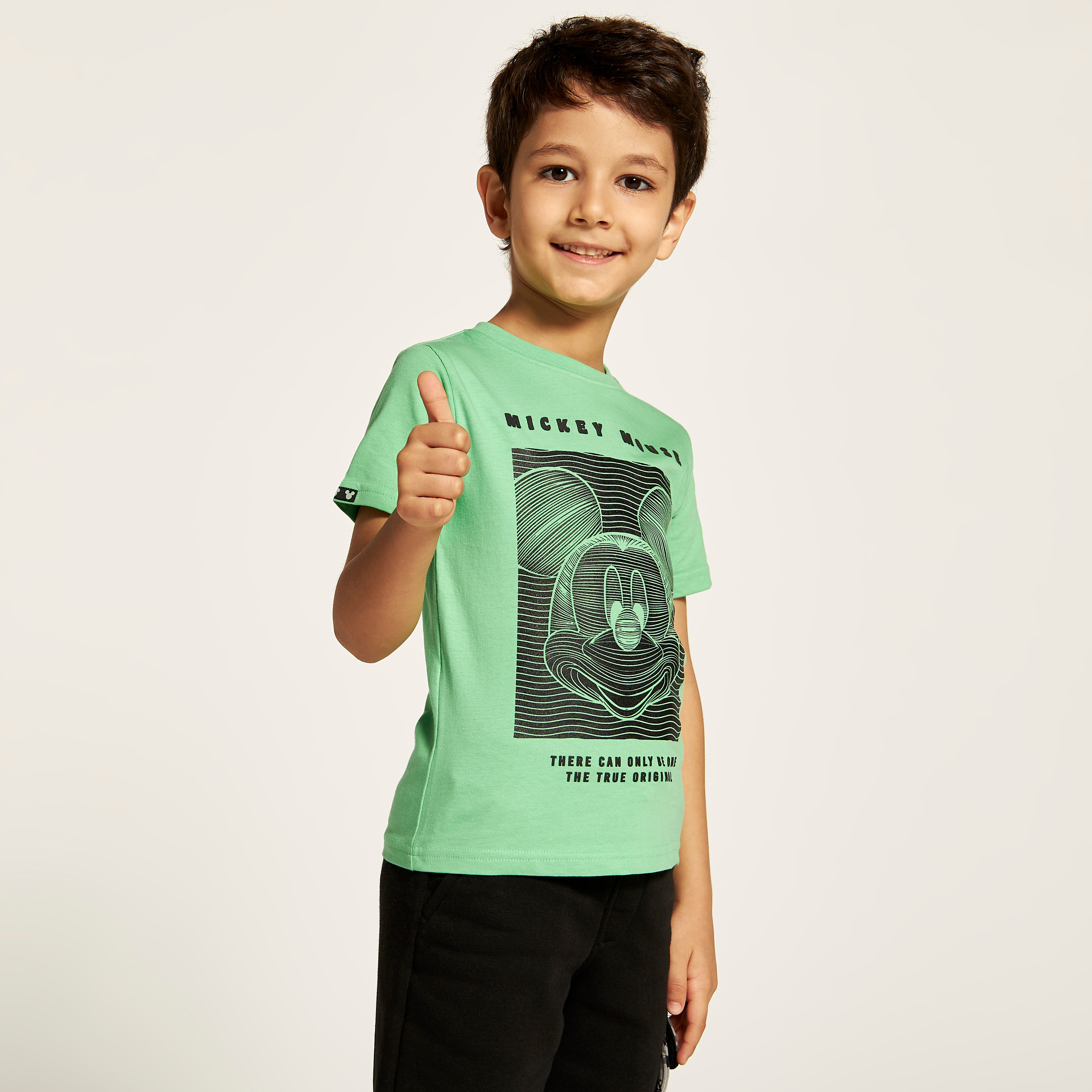 Disney Mickey Mouse Print T-shirt with Crew Neck and Short Sleeves-boys-clothing-tshirtsandpolos-image-2