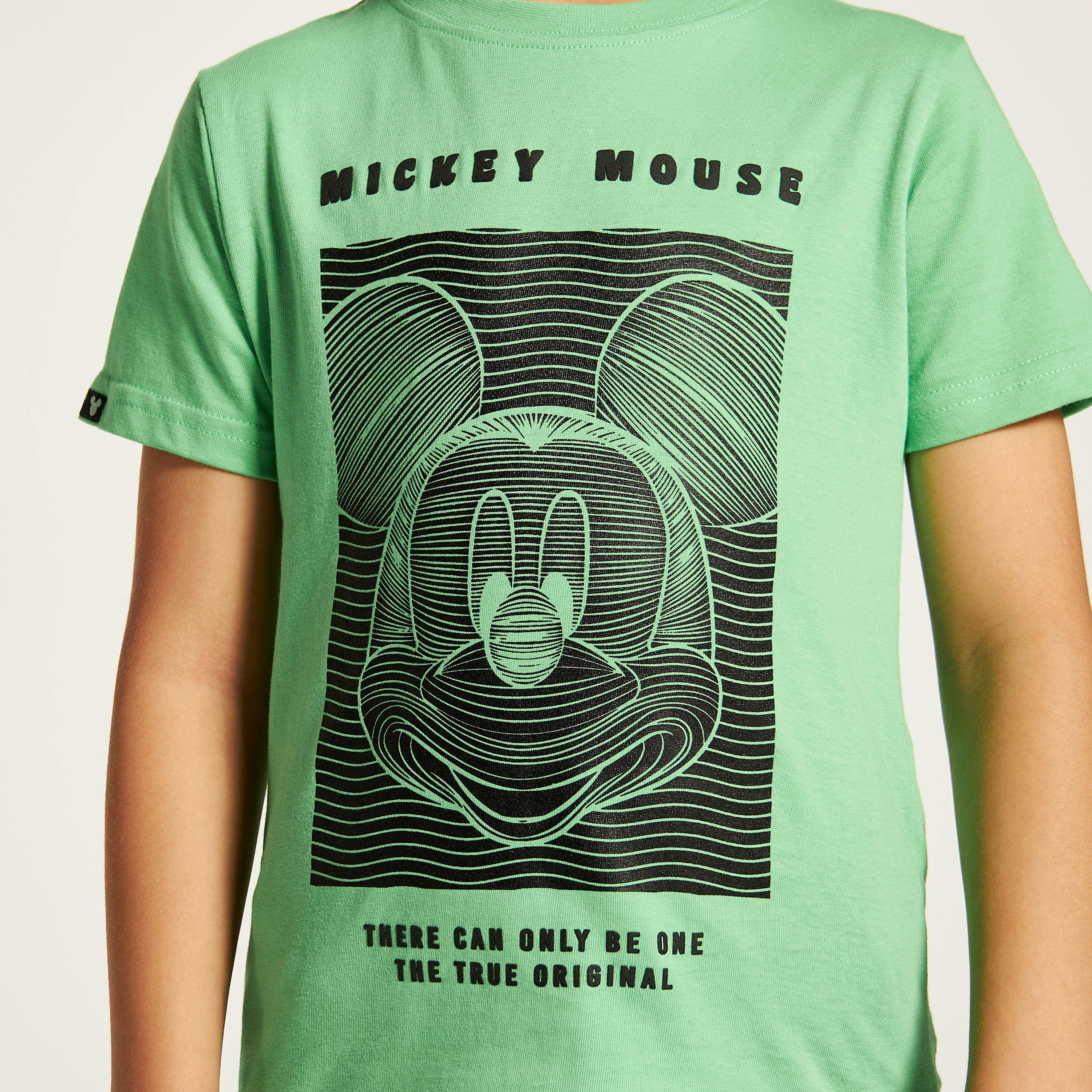 Disney Mickey Mouse Print T-shirt with Crew Neck and Short Sleeves-boys-clothing-tshirtsandpolos-image-3