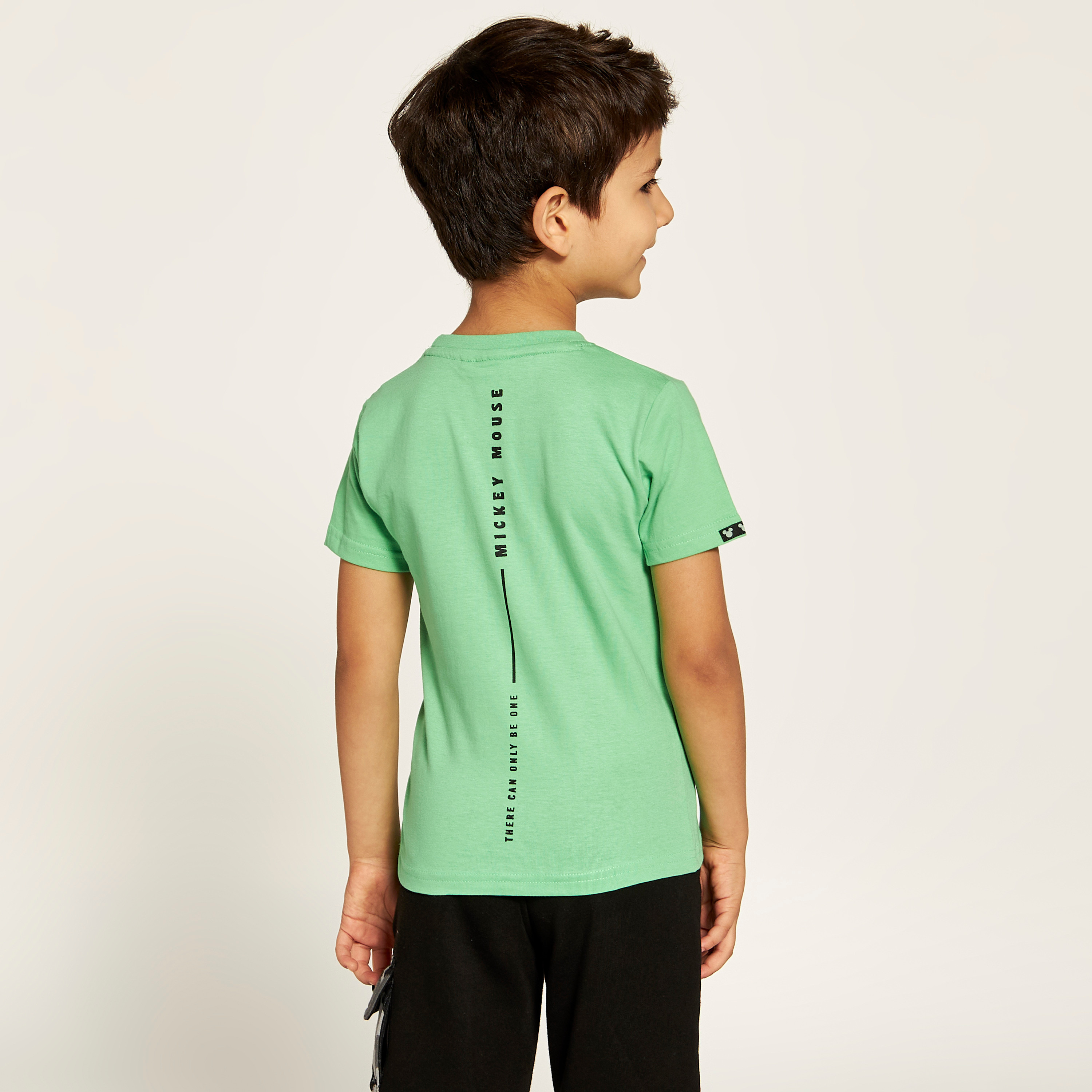 Disney Mickey Mouse Print T-shirt with Crew Neck and Short Sleeves-boys-clothing-tshirtsandpolos-image-4