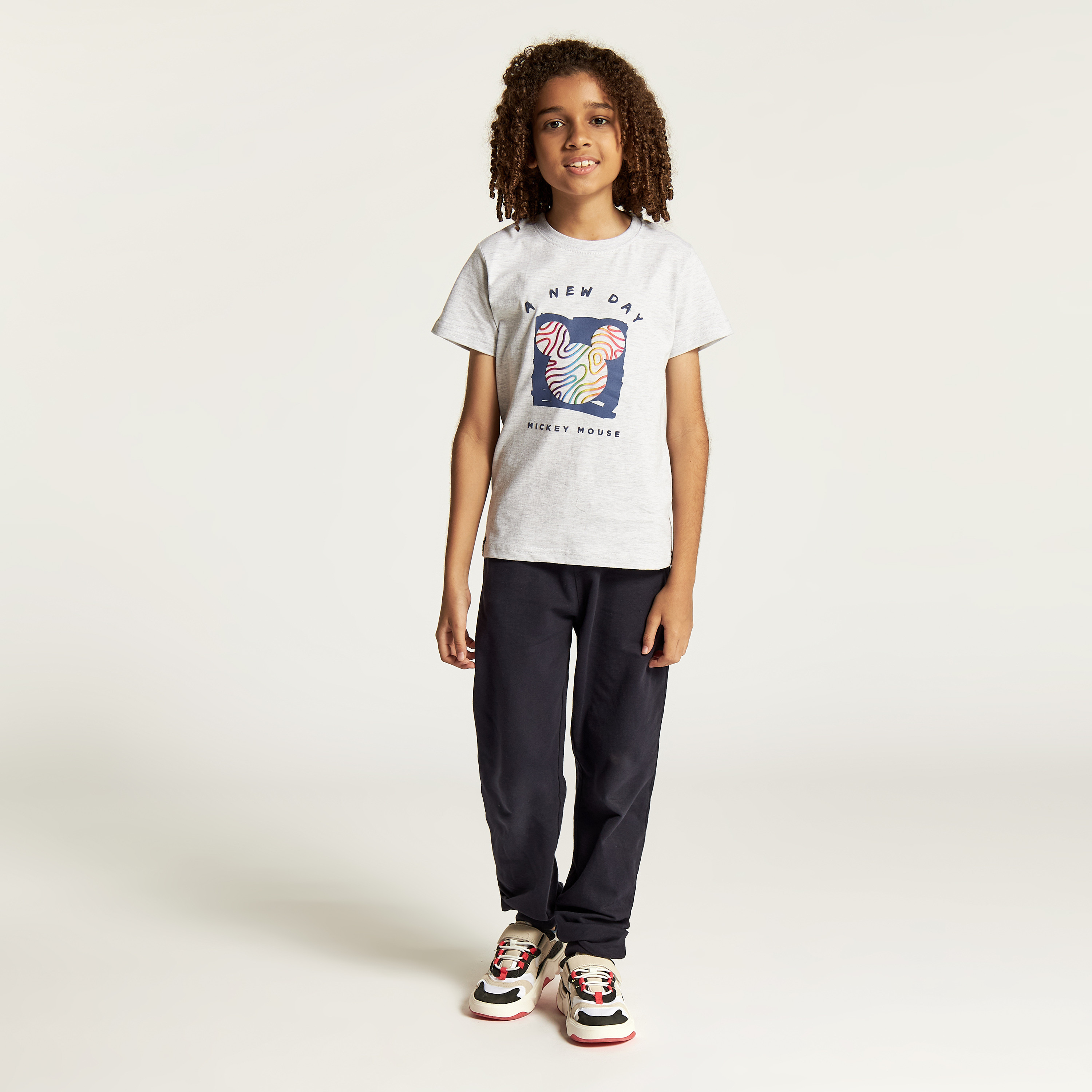 Disney Mickey Mouse Print Round Neck T-shirt with Short Sleeves-boys-clothing-tshirtsandpolos-image-2
