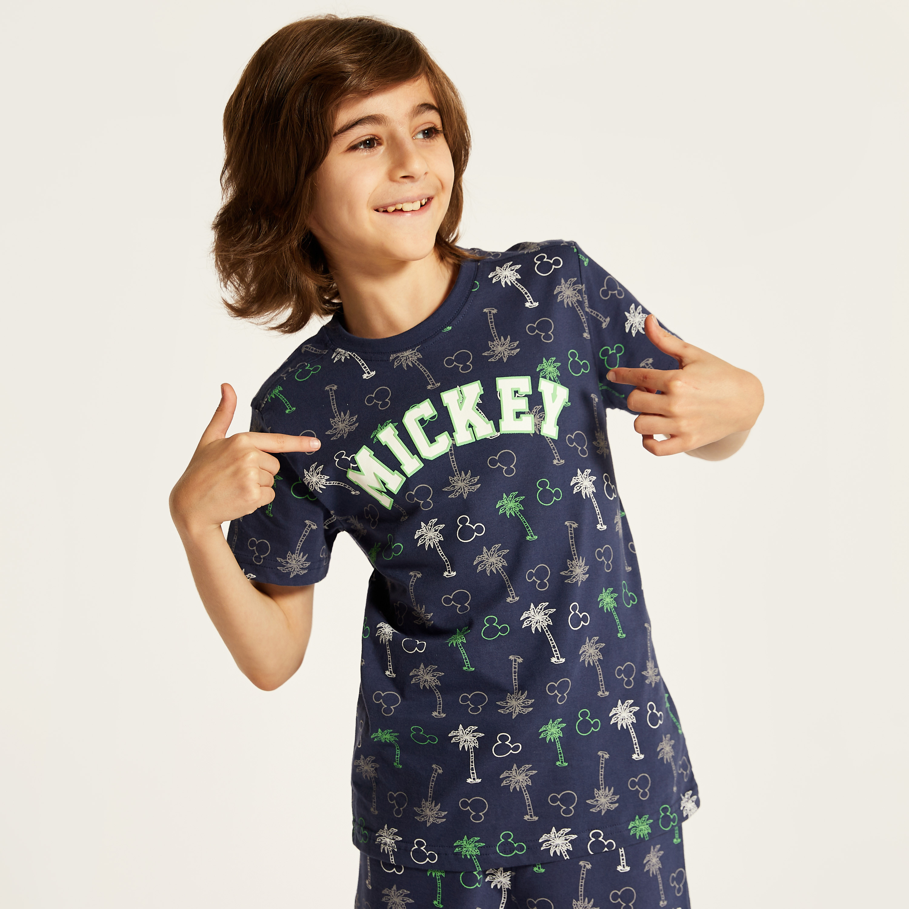 Disney Mickey Mouse Print Crew Neck T-shirt with Short Sleeves-boys-clothing-tshirtsandpolos-image-1