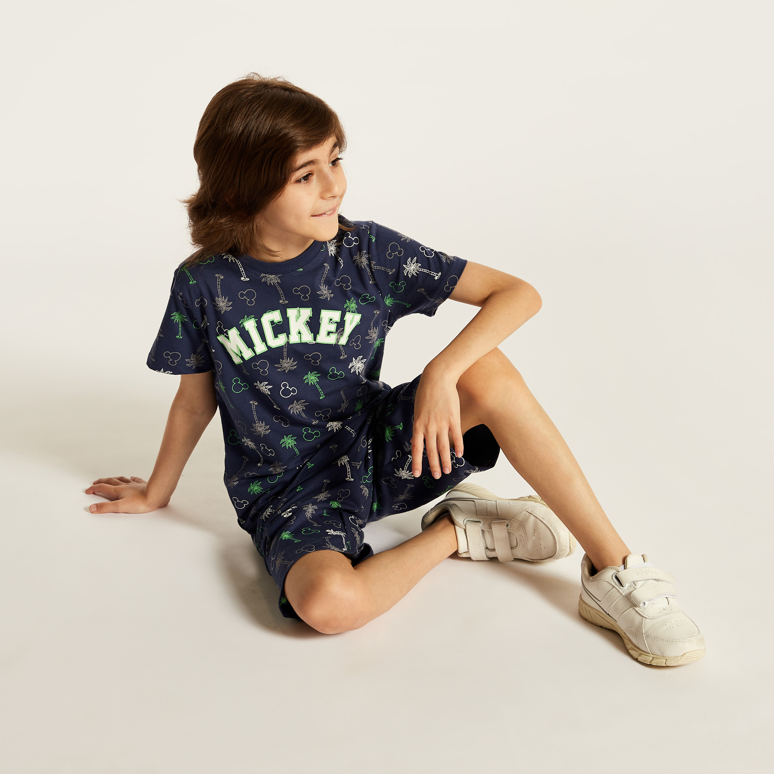 Disney Mickey Mouse Print Crew Neck T-shirt with Short Sleeves-boys-clothing-tshirtsandpolos-image-2