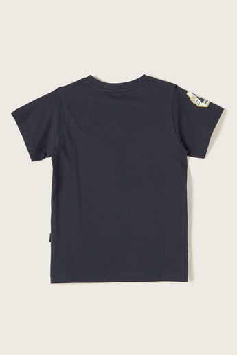 Disney Buzz Lightyear Print Crew Neck T-shirt with Short Sleeves
