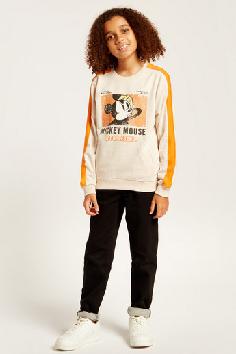 Disney Mickey Mouse Print Sweatshirt with Long Sleeves