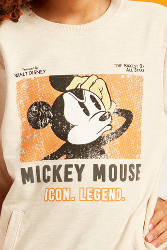 Disney Mickey Mouse Print Sweatshirt with Long Sleeves