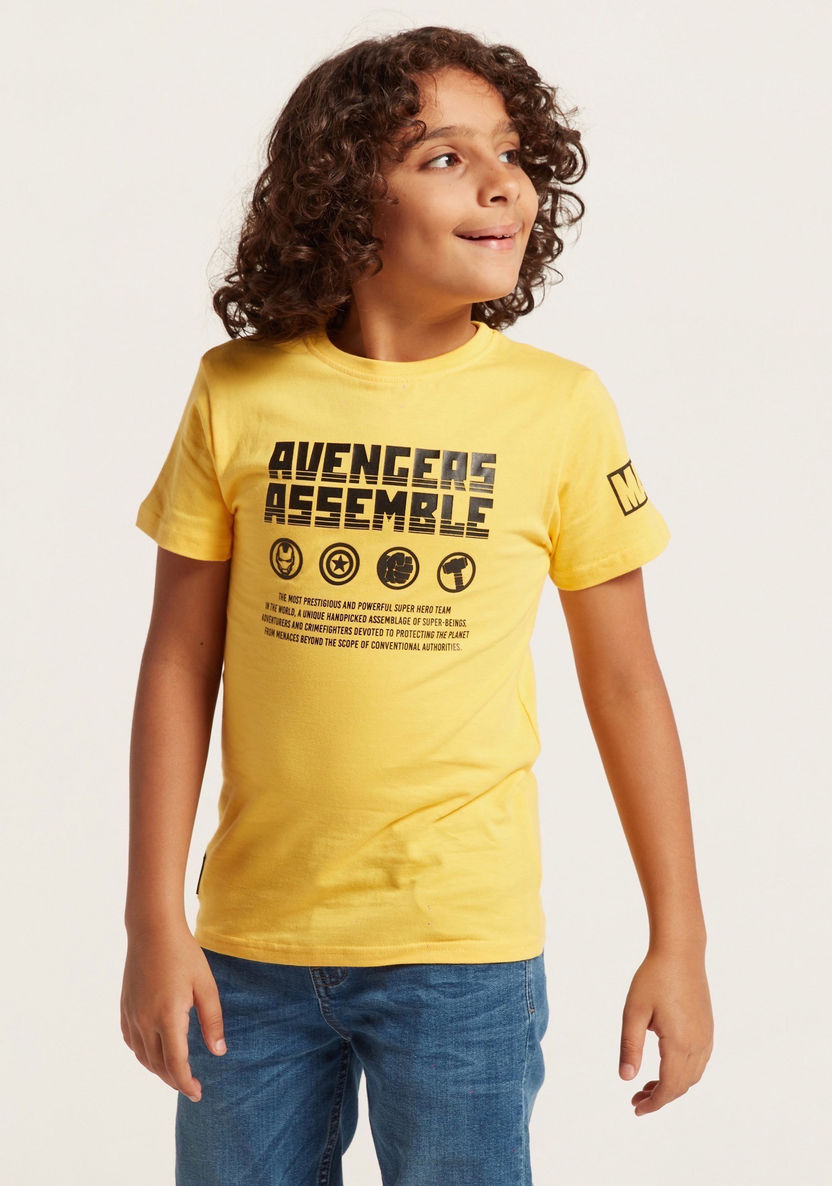 Avengers Print T-shirt with Short Sleeves-T Shirts-image-1