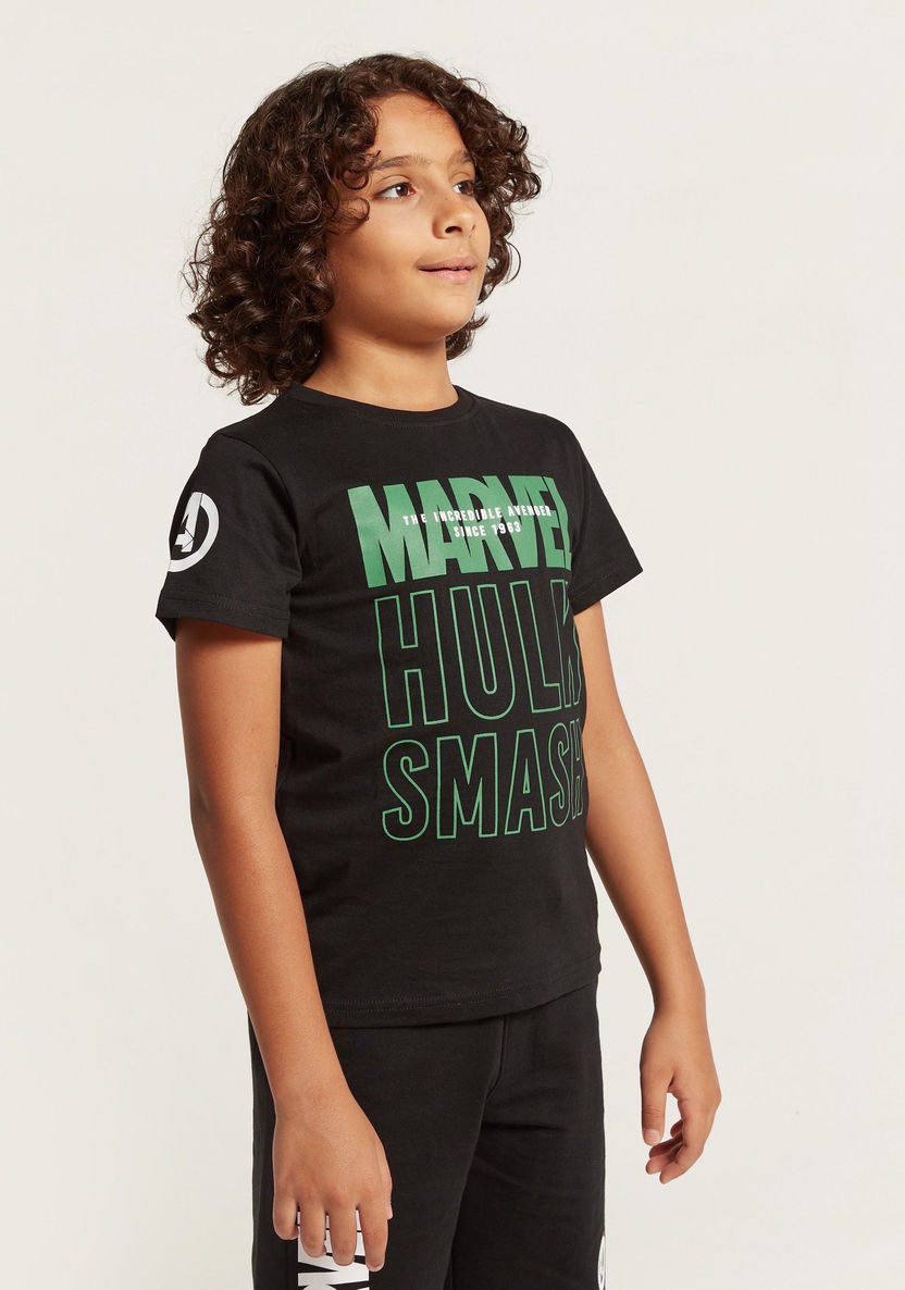 Hulk Print T-shirt with Short Sleeves-T Shirts-image-0