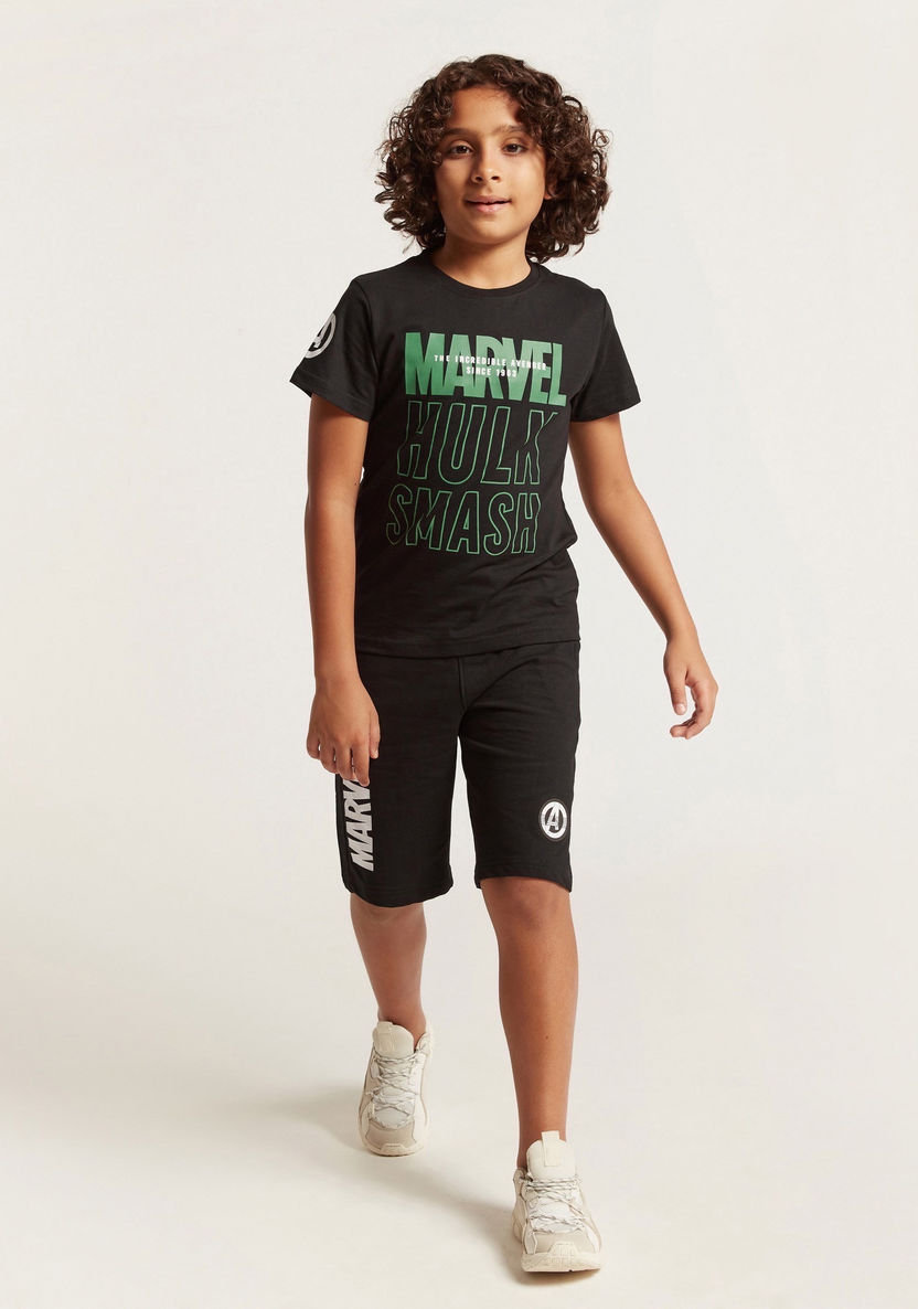 Hulk Print T-shirt with Short Sleeves-T Shirts-image-1