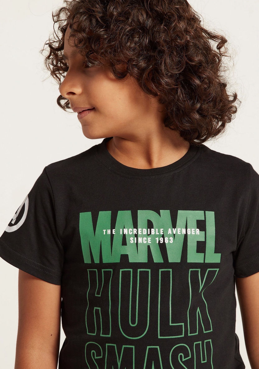 Hulk Print T-shirt with Short Sleeves-T Shirts-image-2