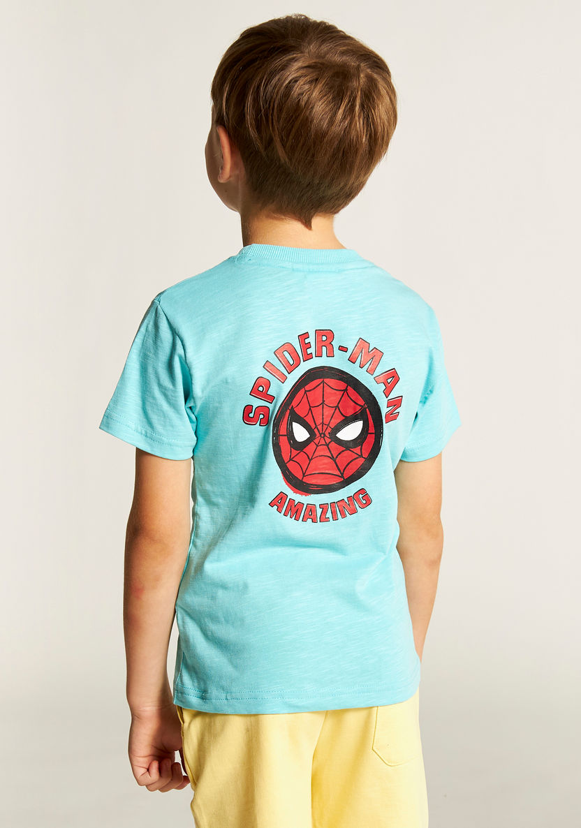 Spider-Man Print Crew Neck T-shirt with Short Sleeves-T Shirts-image-3