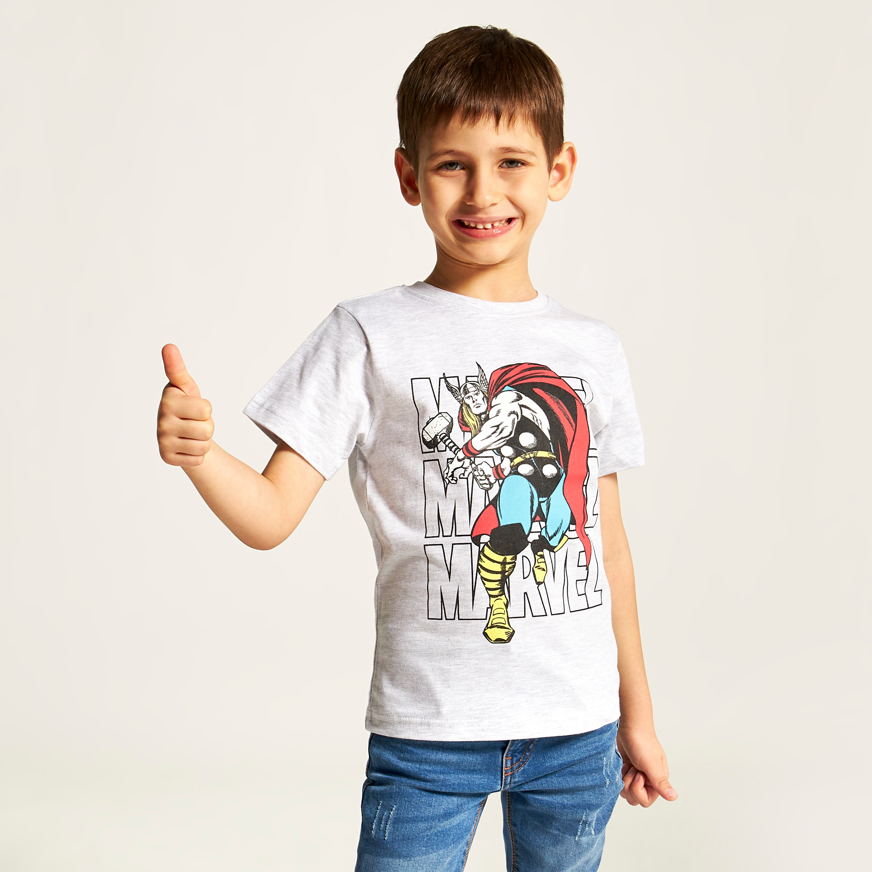 Thor Print Crew Neck T-shirt with Short Sleeves-boys-clothing-tshirtsandpolos-image-2