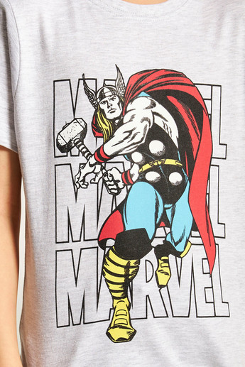 Thor Print Crew Neck T-shirt with Short Sleeves