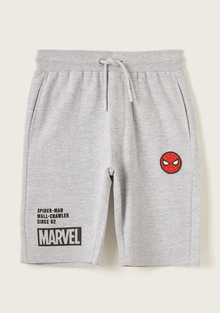 Spider-Man Print Shorts with Pockets and Drawstring Closure-Shorts-image-0