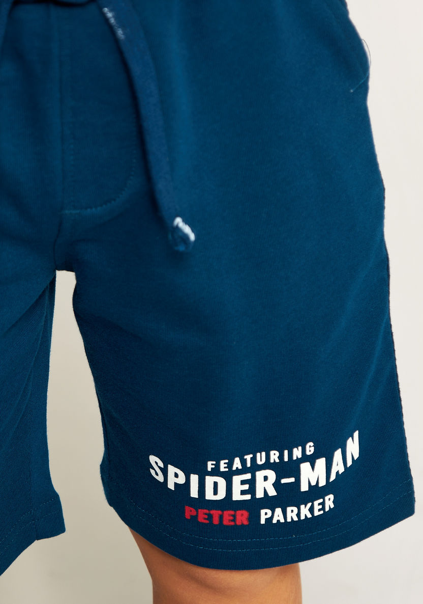 Spiderman Print Mid-Rise Shorts with Drawstring Closure and Pockets-Shorts-image-2