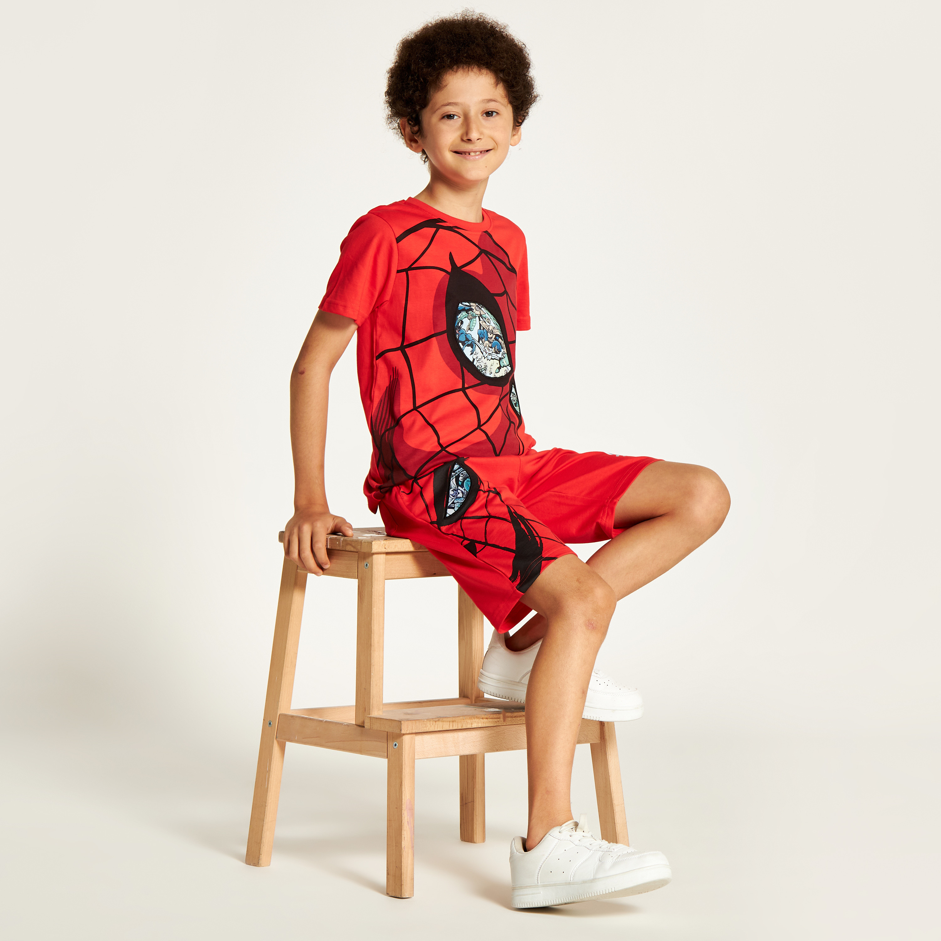 طقم شورت وتيشيرت بياقة ضيقة وطبعات سبايدر مان-boys-clothing-setsandcoords-image-1