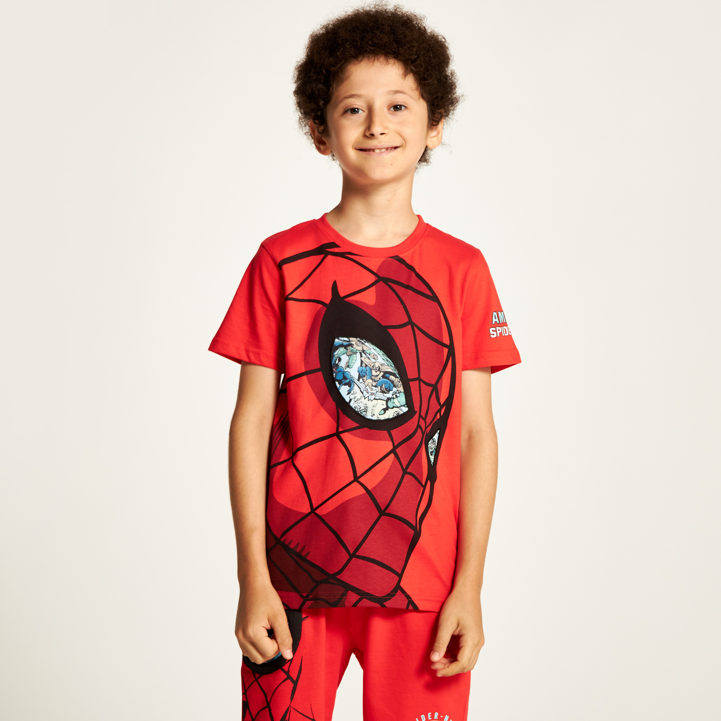 طقم شورت وتيشيرت بياقة ضيقة وطبعات سبايدر مان-boys-clothing-setsandcoords-image-2