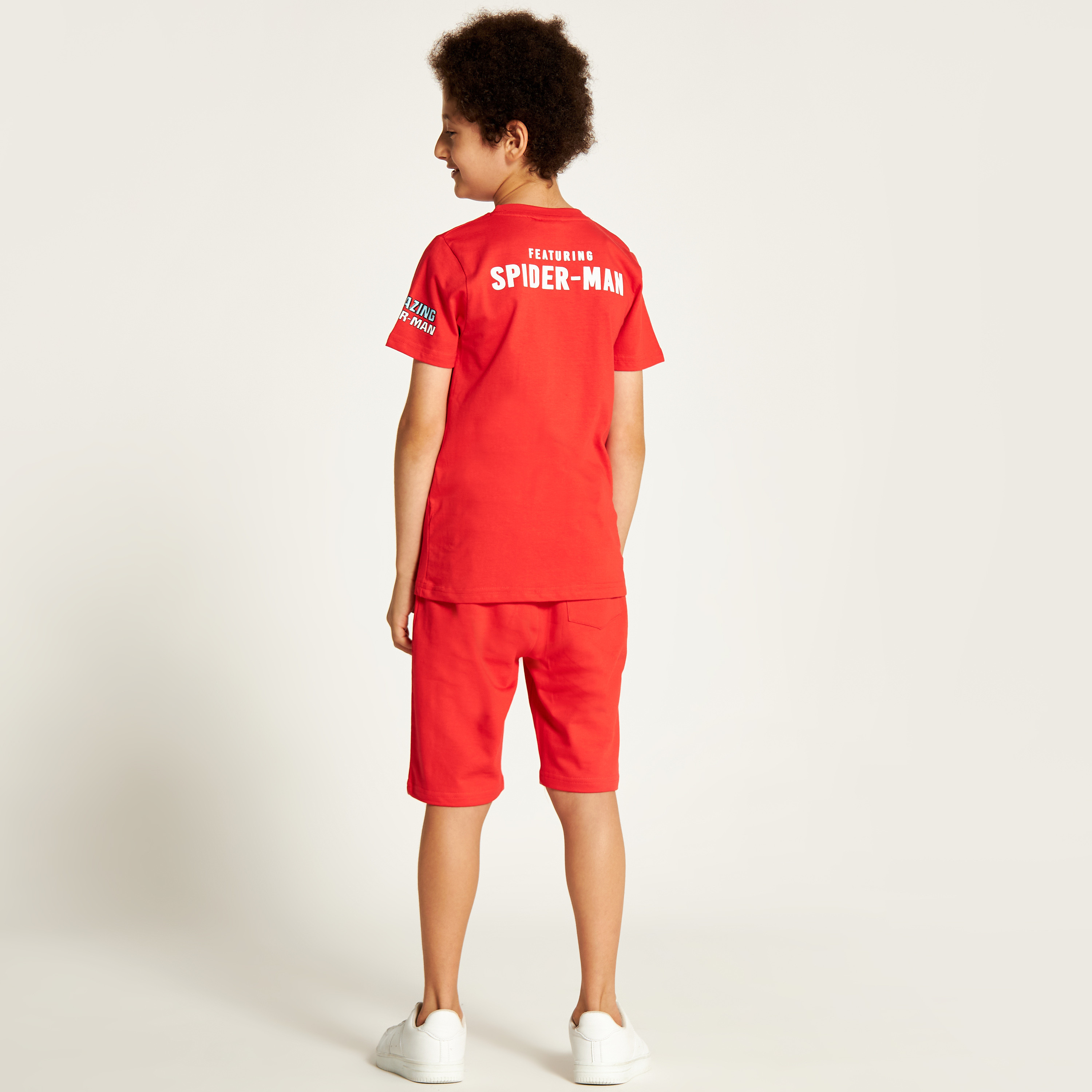 طقم شورت وتيشيرت بياقة ضيقة وطبعات سبايدر مان-boys-clothing-setsandcoords-image-4