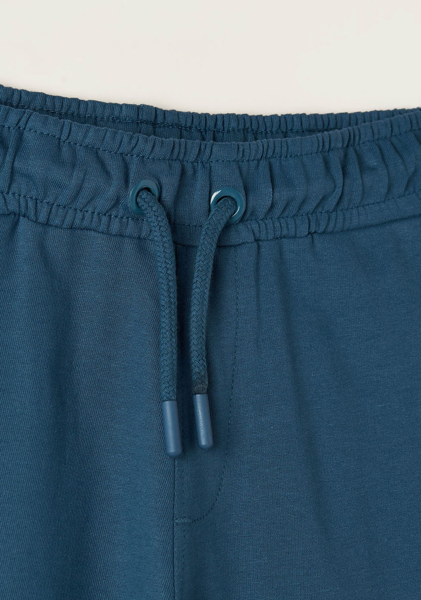 Juniors Patchwork Detail Shorts with Drawstring Closure and Pockets-Shorts-image-1