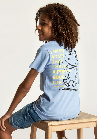 Snoopy Print T-shirt with Round Neck and Short Sleeves-T Shirts-image-0