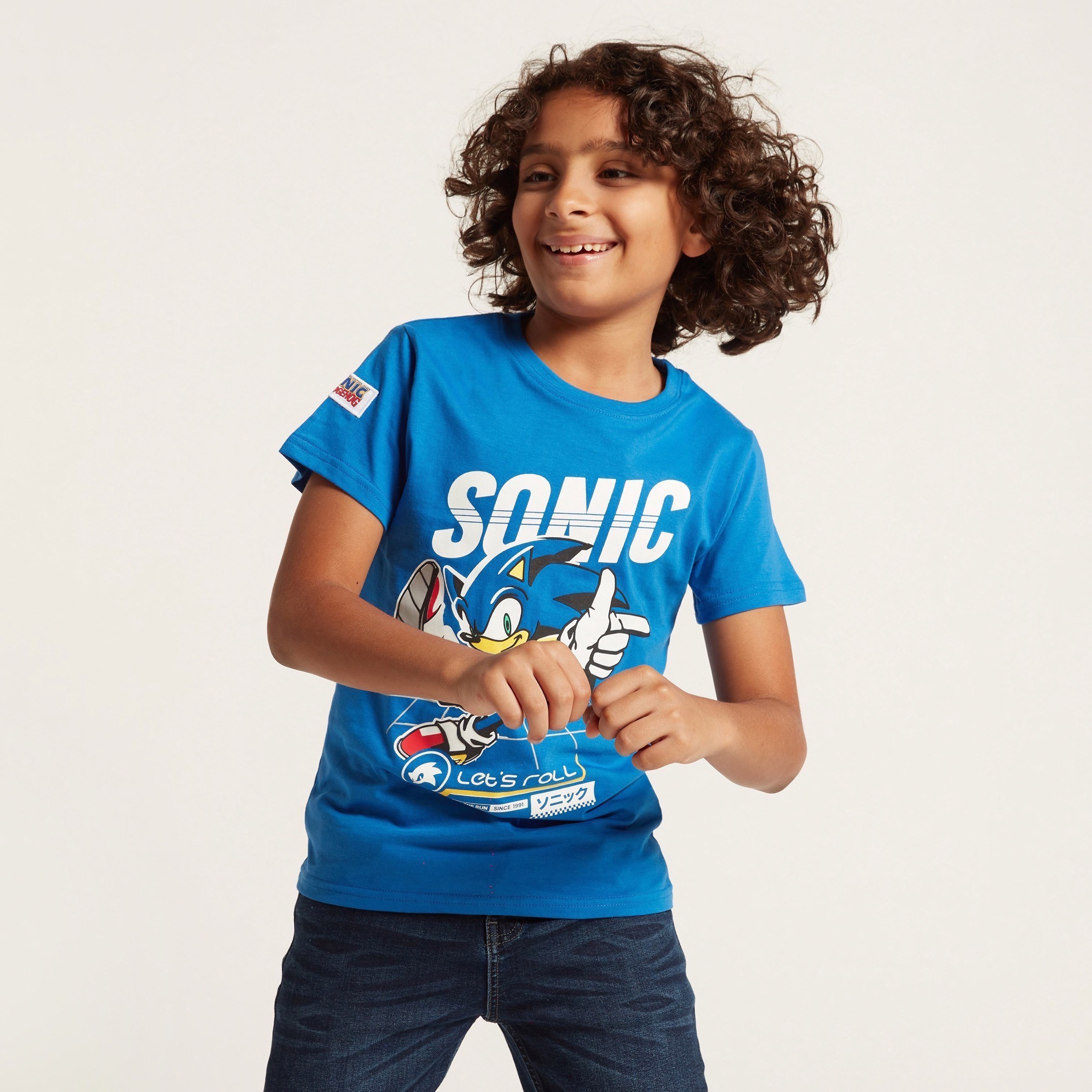 تيشيرت بأكمام قصيرة وياقة ضيقة وطبعات سونيك من هاسبرو-boys-clothing-tshirtsandpolos-image-1
