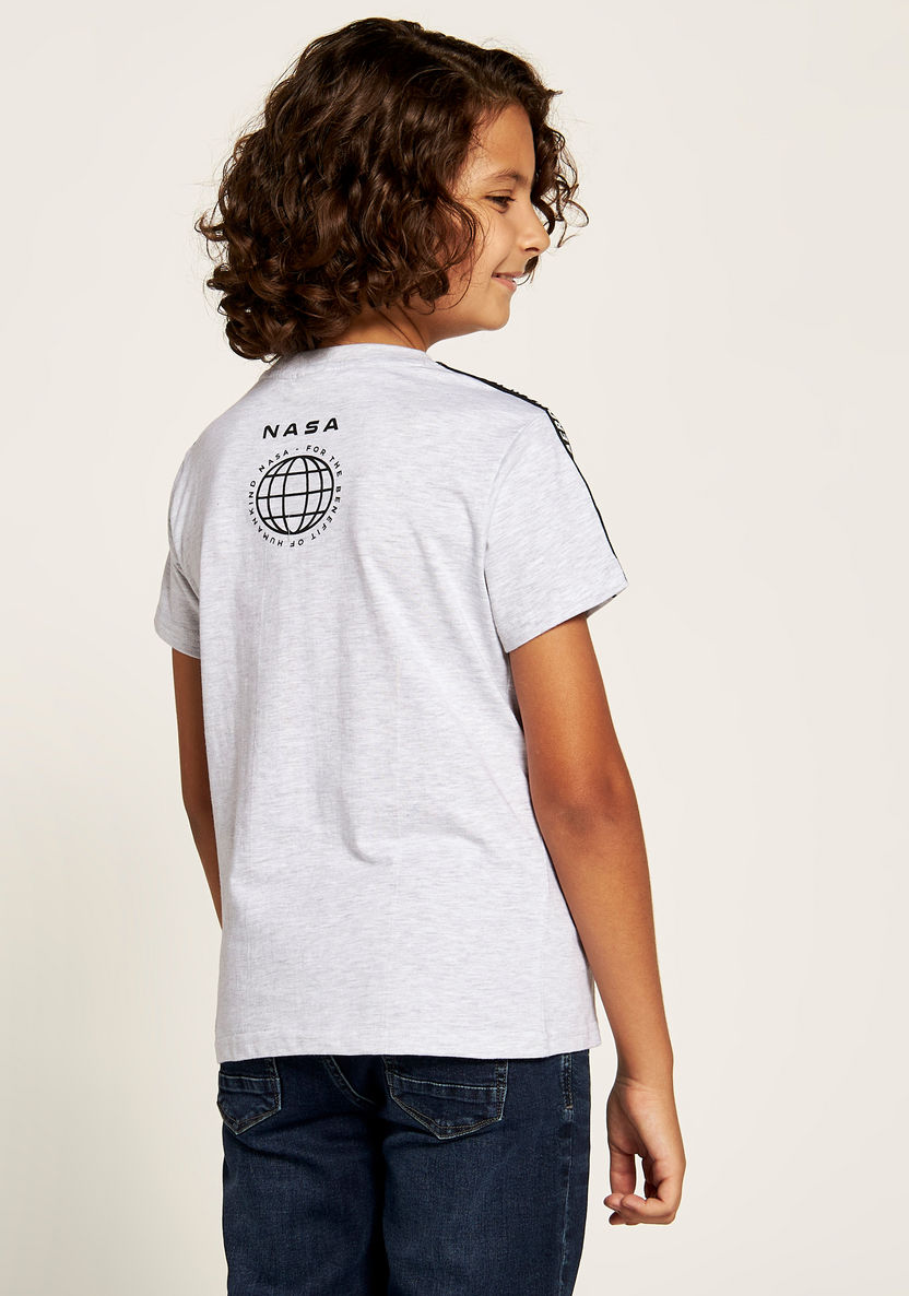 Nasa Print Crew Neck T-shirt with Short Sleeves-T Shirts-image-3