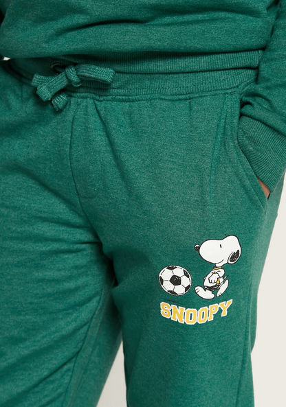 Snoopy Dog Print Joggers with Drawstring Closure and Pockets