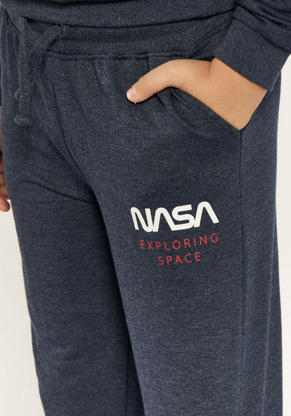 NASA Logo Print Joggers with Drawstring Closure and Pockets