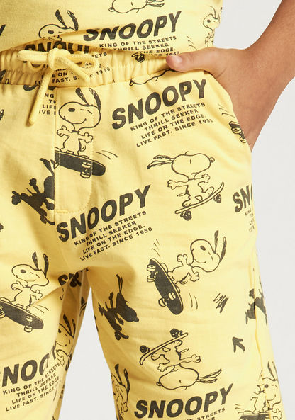 Snoopy Print Shorts with Drawstring Closure and Pockets-Shorts-image-2