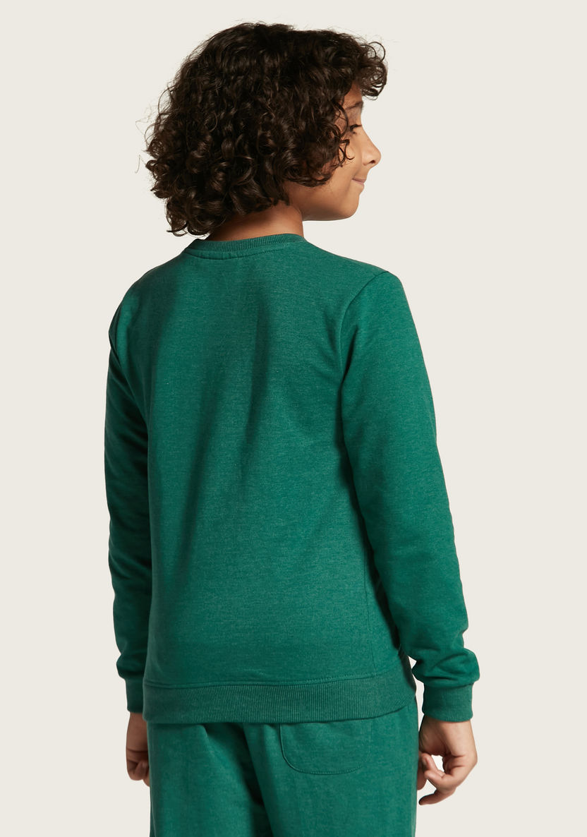 Peanuts Print Crew Neck Sweatshirt with Long Sleeves-Sweatshirts-image-3