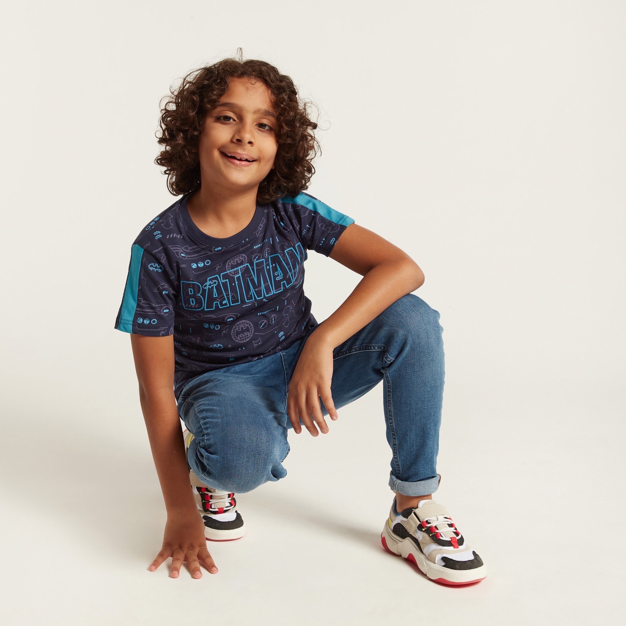 All-Over Batman Print T-shirt with Short Sleeves-boys-clothing-tshirtsandpolos-image-1