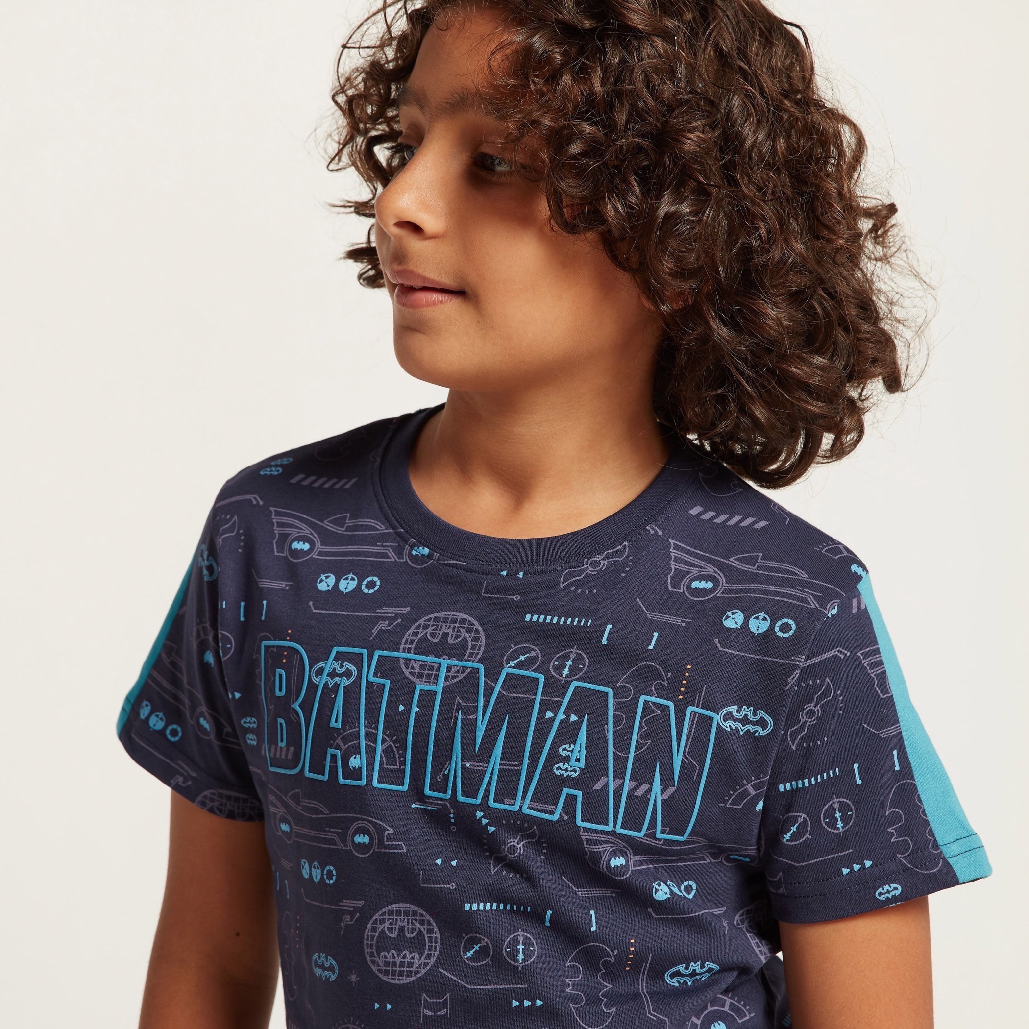 All-Over Batman Print T-shirt with Short Sleeves-boys-clothing-tshirtsandpolos-image-3