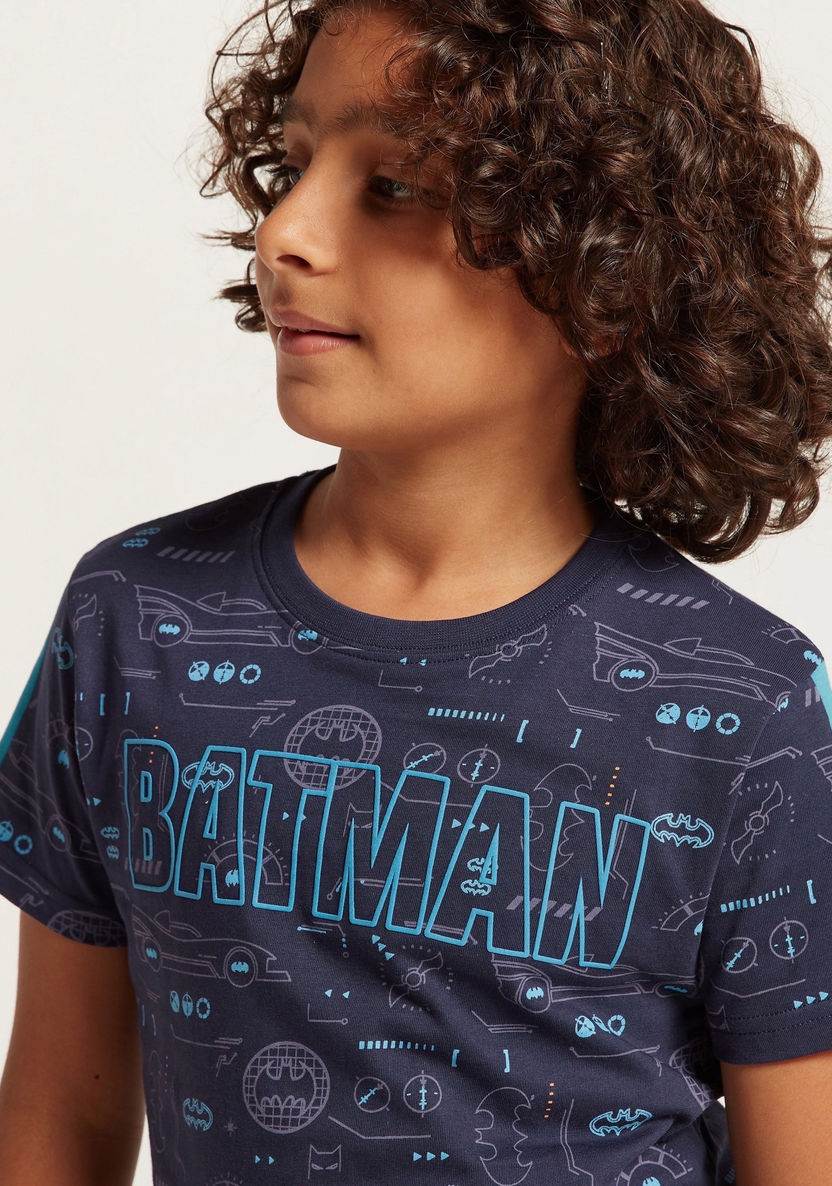 All-Over Batman Print T-shirt with Short Sleeves-T Shirts-image-2
