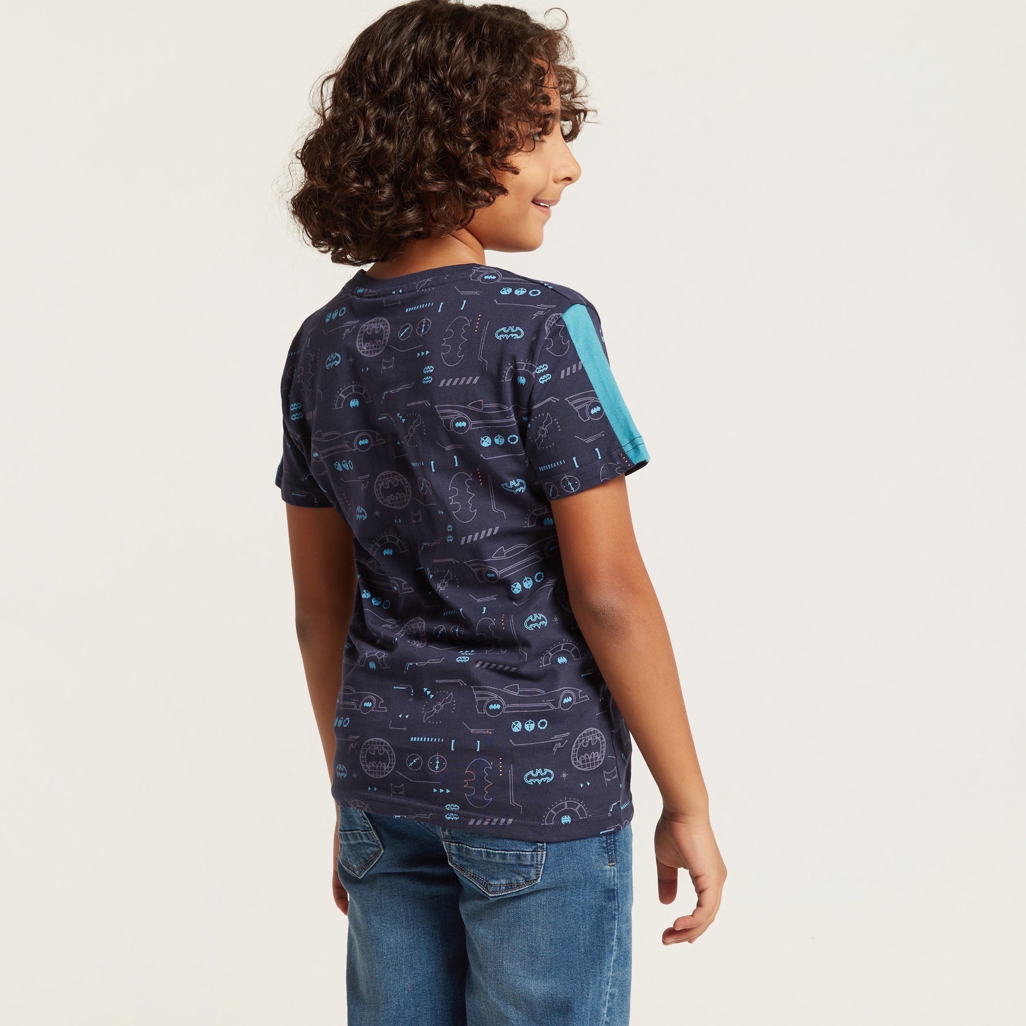 All-Over Batman Print T-shirt with Short Sleeves-boys-clothing-tshirtsandpolos-image-4