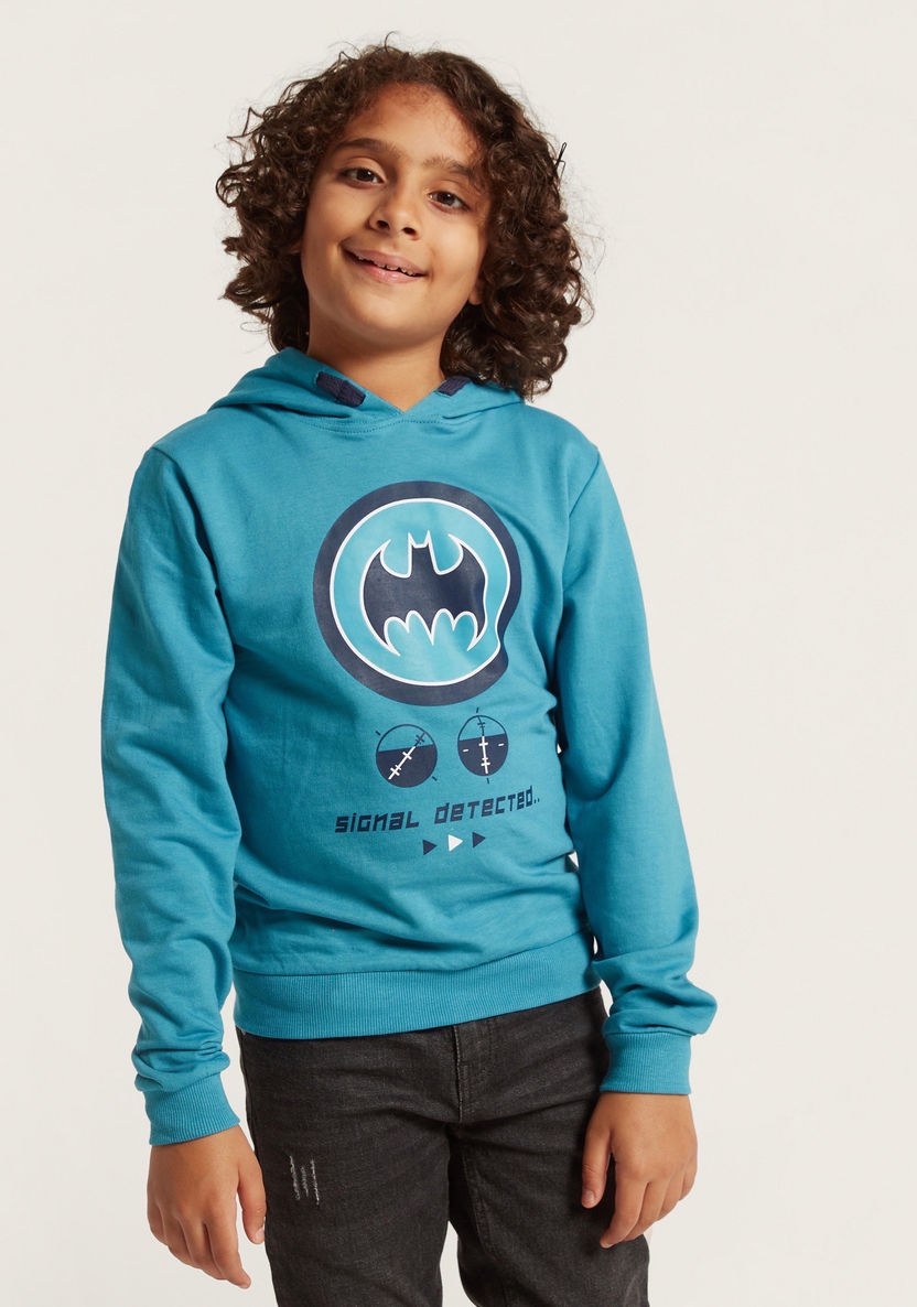 Batman Print Pullover with Long Sleeves and Hood-Sweatshirts-image-1