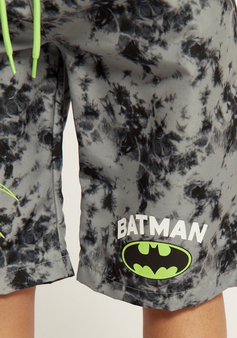 Batman Print Swim Shorts with Drawstring Closure-Swimwear-image-2