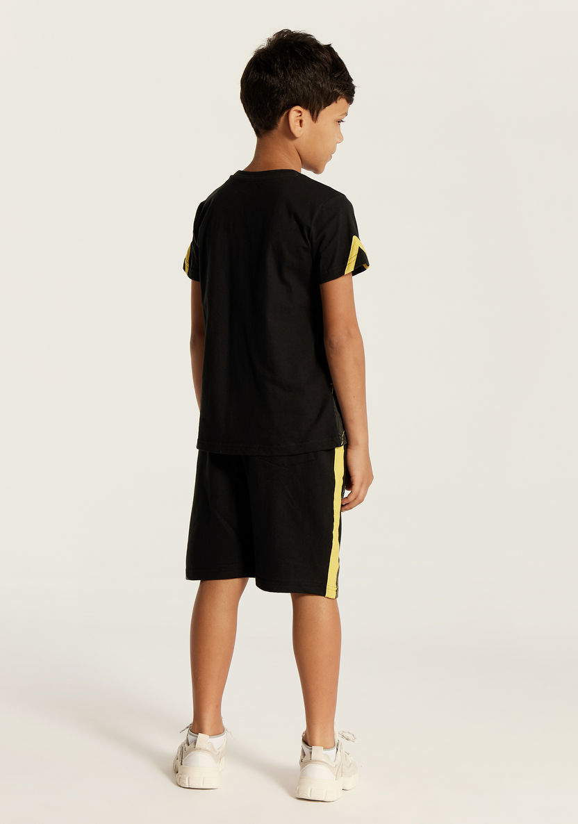 Kappa Printed Crew Neck T-shirt and Shorts Set-Clothes Sets-image-3