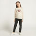 Juniors Graphic Print T-shirt with Long Sleeves and Sequin Detail-T Shirts-thumbnail-1