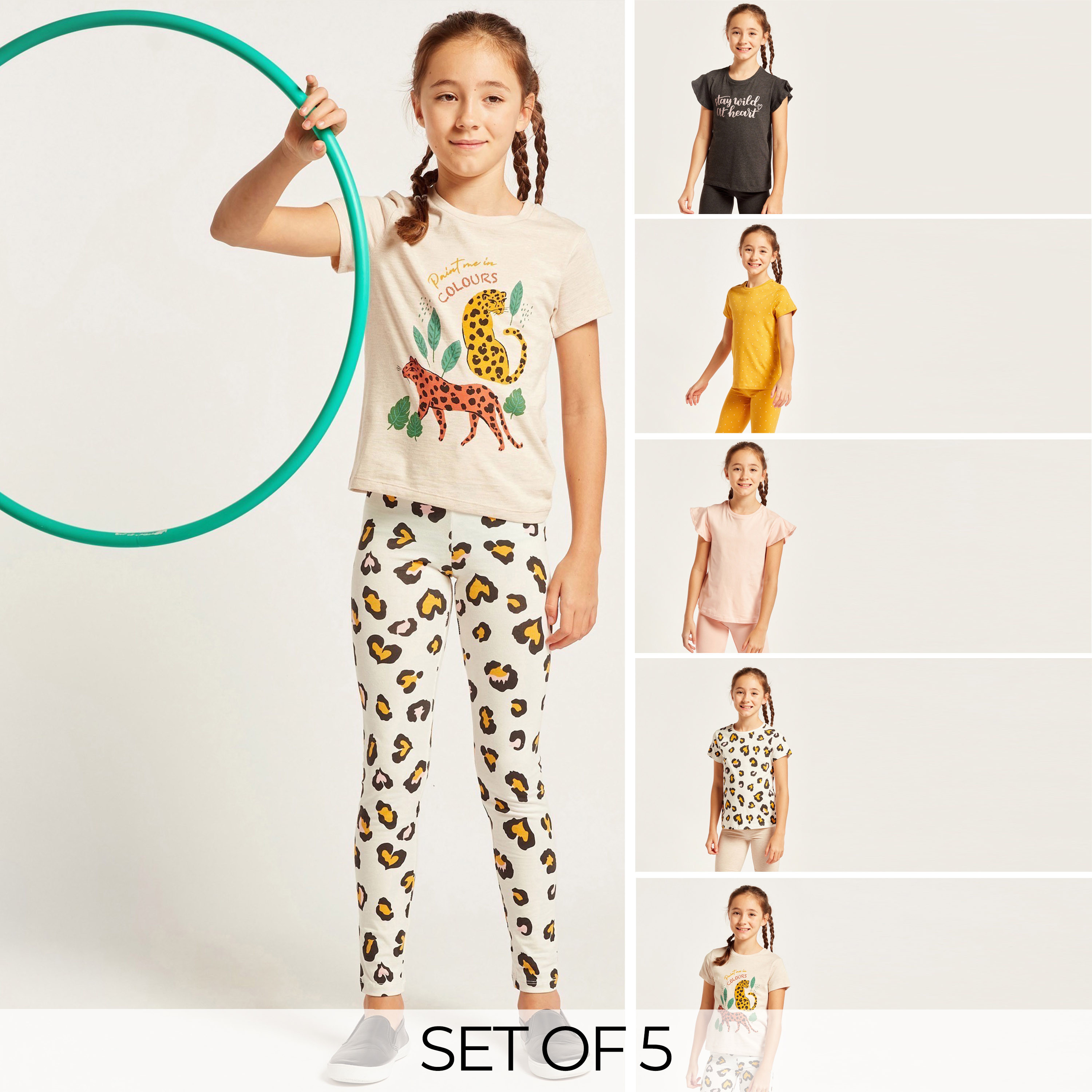 Juniors Assorted T-shirt with Short Sleeves - Set of 5-girls-clothing-schoolwear-tshirts-image-1