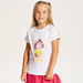 Juniors Graphic Print Round Neck T-shirt with Short Sleeves and Sequin Detail-T Shirts-thumbnail-1