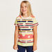 Juniors Floral Printed Round Neck T-shirt with Short Sleeves-T Shirts-thumbnail-0