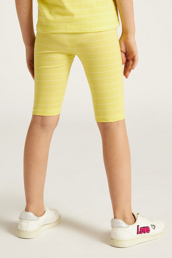 Juniors Striped Mid-Rise Shorts with Elasticated Waistband