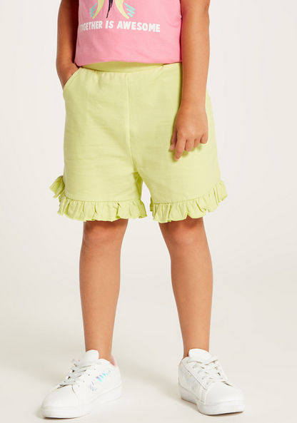 Juniors Solid Mid-Rise Shorts with Elasticated Waistband and Pockets